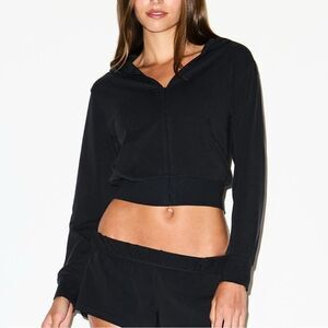 SKIMS Cozy Light Zip Up Black Medium NWT IN PACKAGE